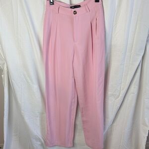 Zara Soft Pink Pleated High-Rise Trousers